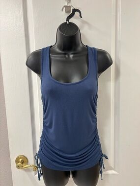 Adore Me Soft Ruched Side Tie Navy Racerback Scoop Neck Tank Loungewear Casual